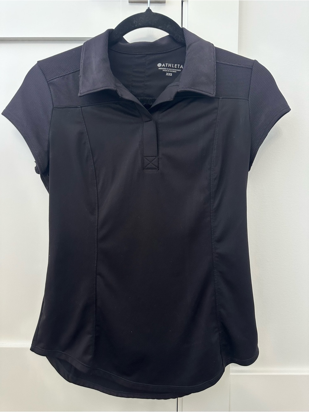 Athleta Black Short-Sleeve Button-Down Polo